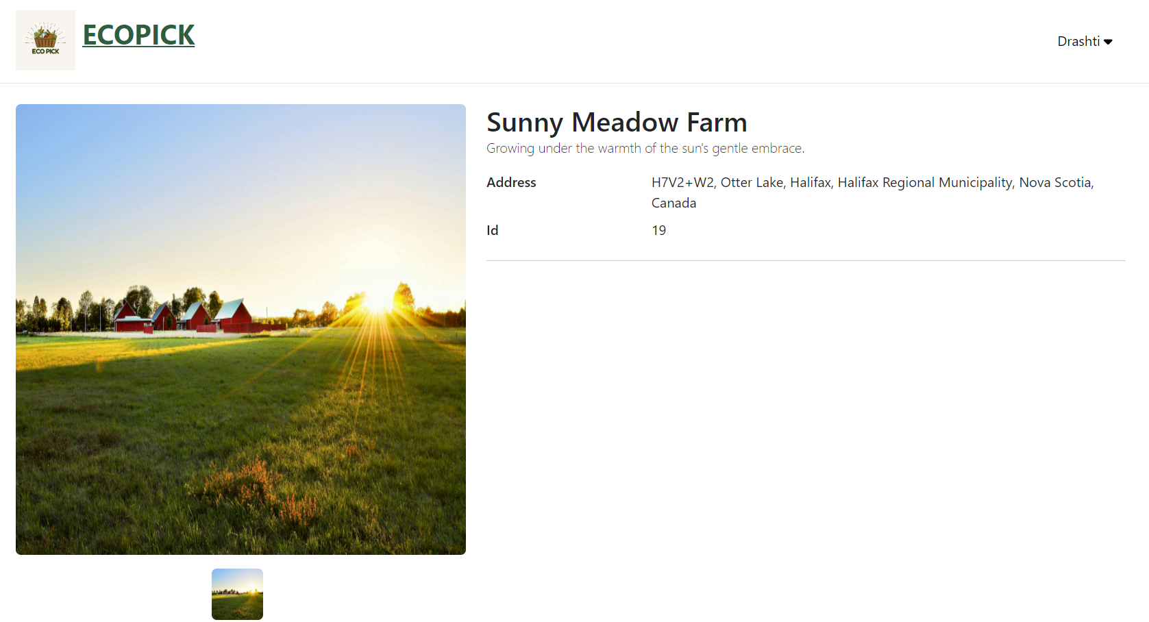 Customer farm page