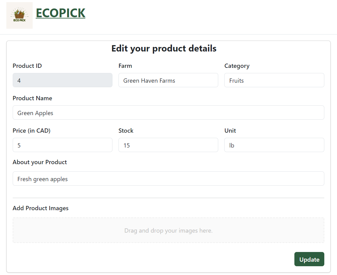 Edit Product page