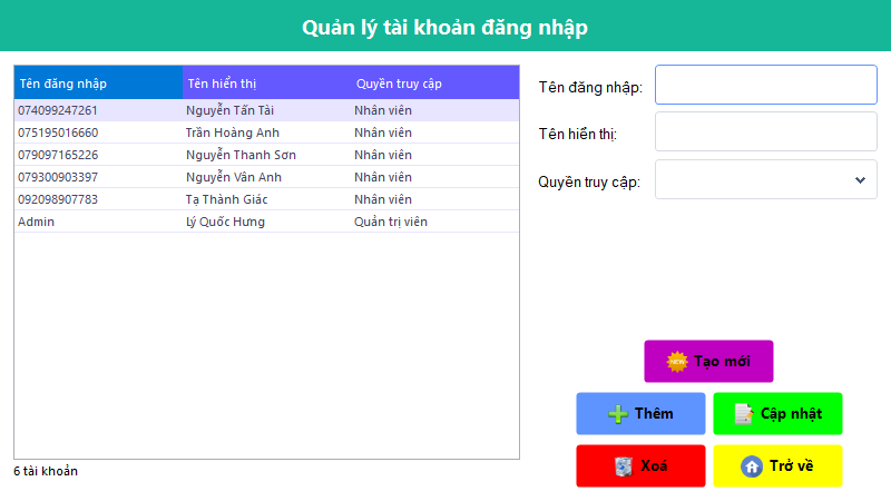 Quản lý tài khoản