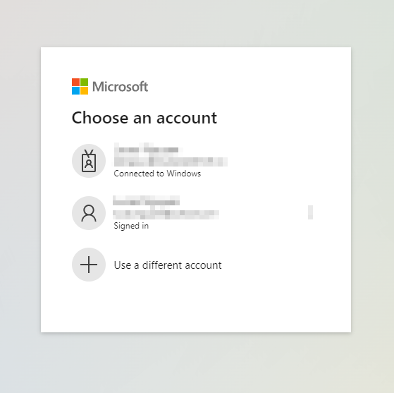 "Image of microsoft portal when choosing other account"
