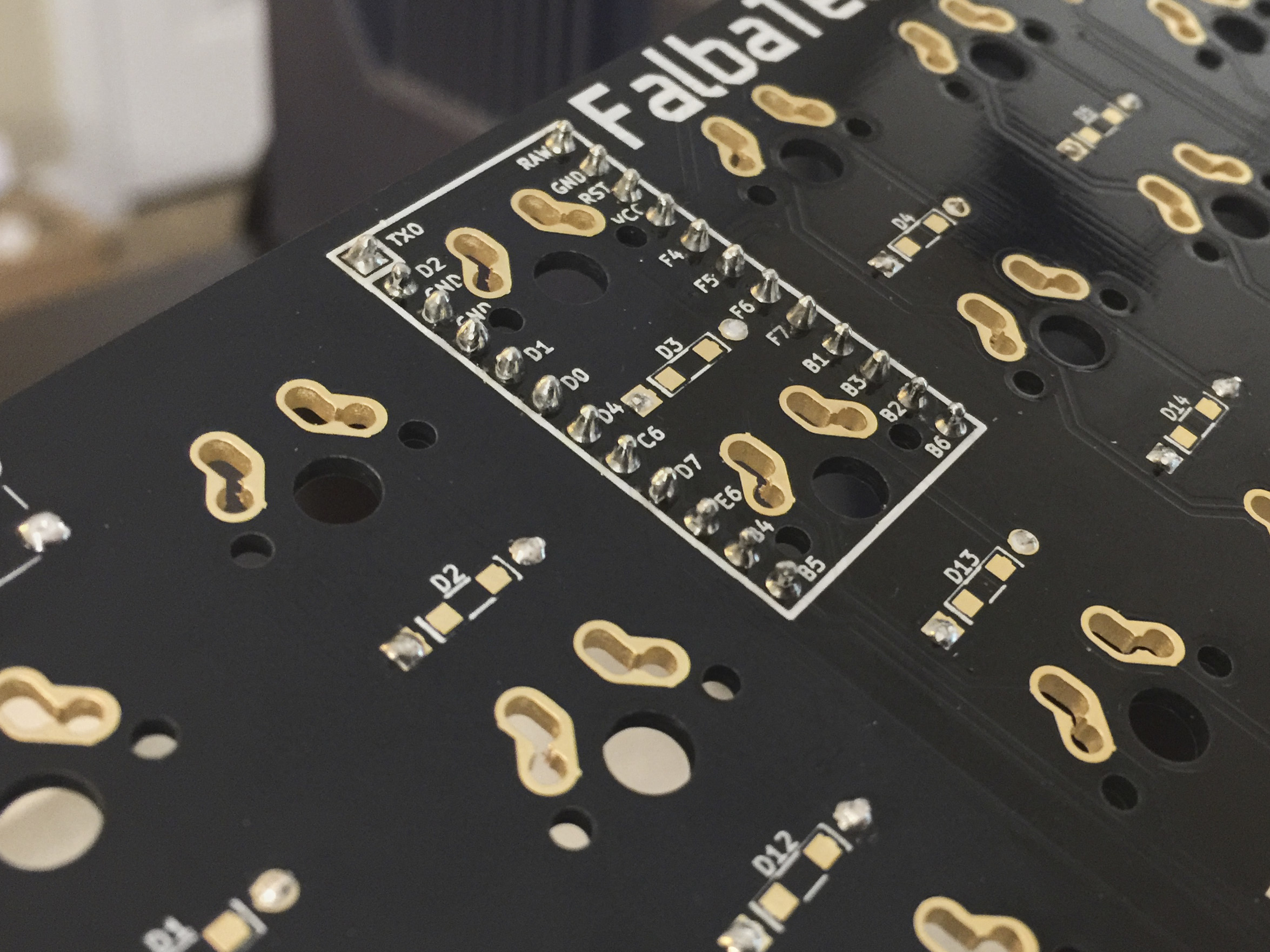 Pro Micro Peel-A-Way socket solder detail