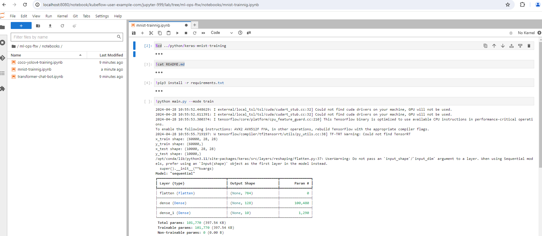 Run jupyter notebook example