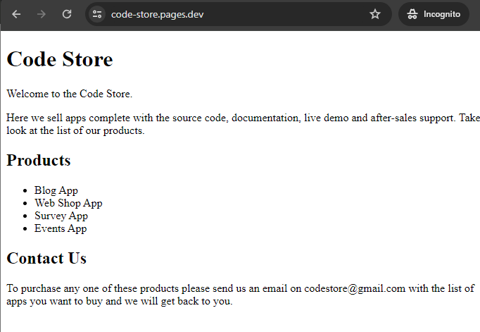 Code Store Deployment