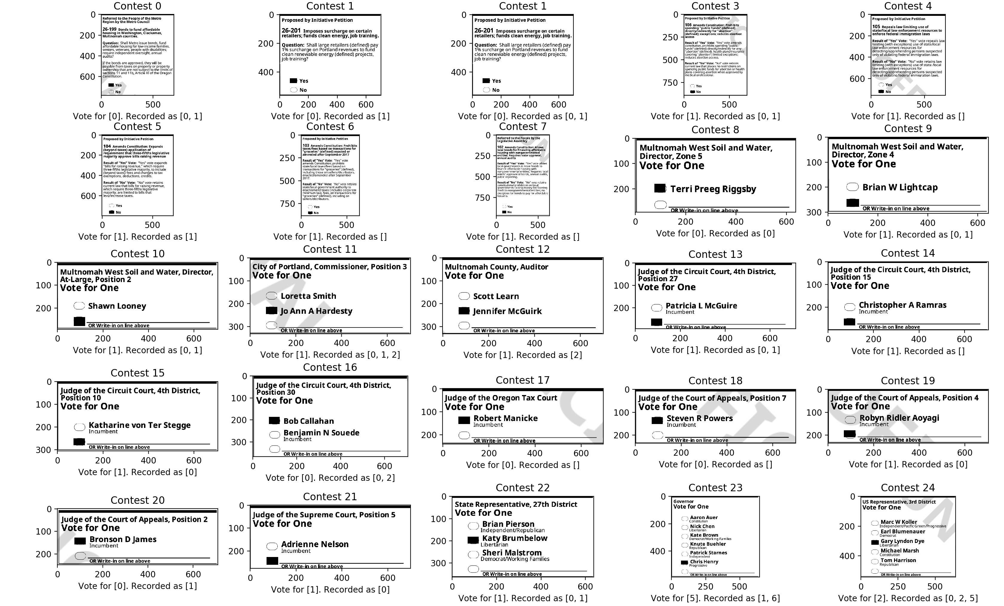 A marked up ballot generated by our tool