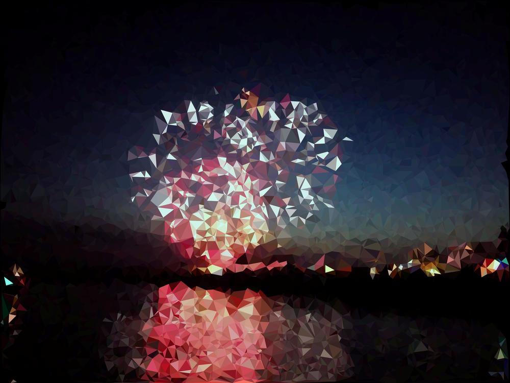 Image of a triangulation of a photo of some fireworks