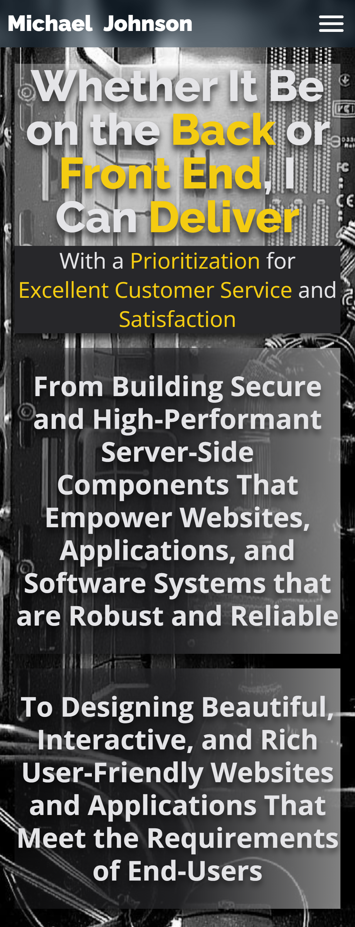 Services Page Mobile View