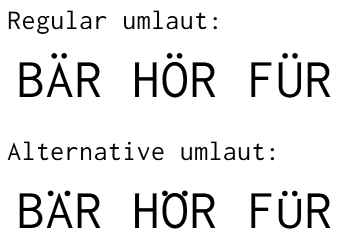 Differences between regular and alternative umlaut variants