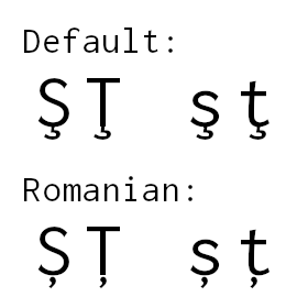 Differences between default and Romanian variants