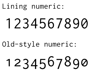 Differences between lining and old-style numerics