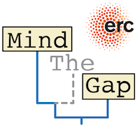 Project logo: phylogenetic tree filled with text "Mind The Gap"