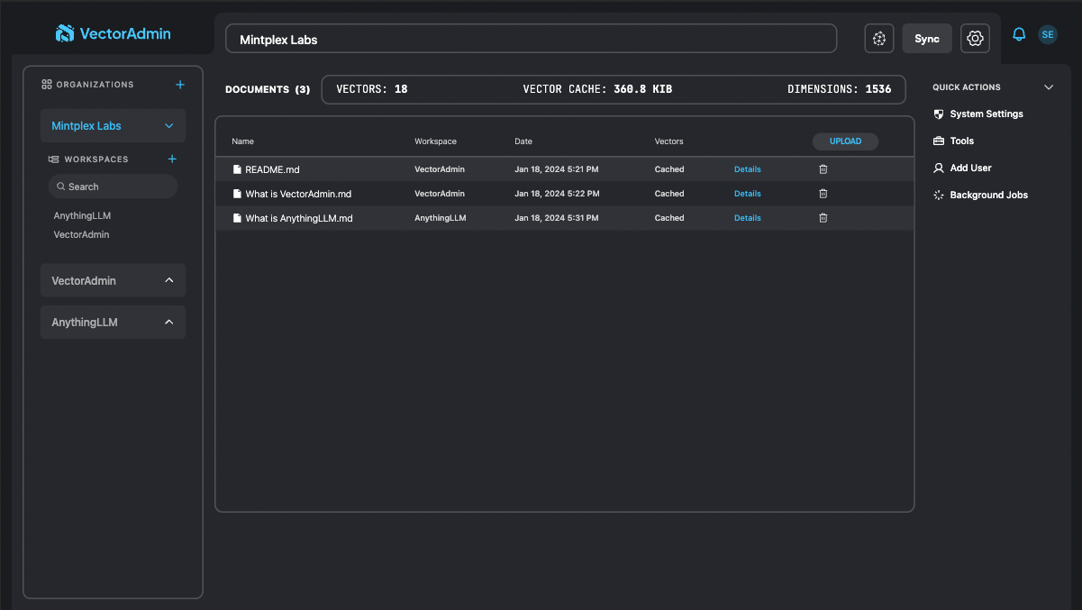 Managing VectorData