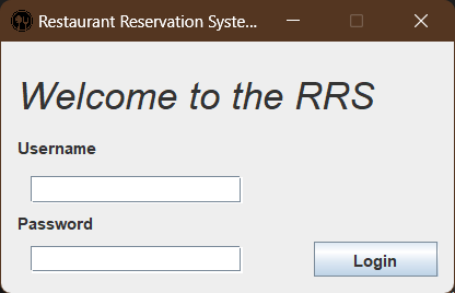 Opening Screen of Restaurant Reservation System