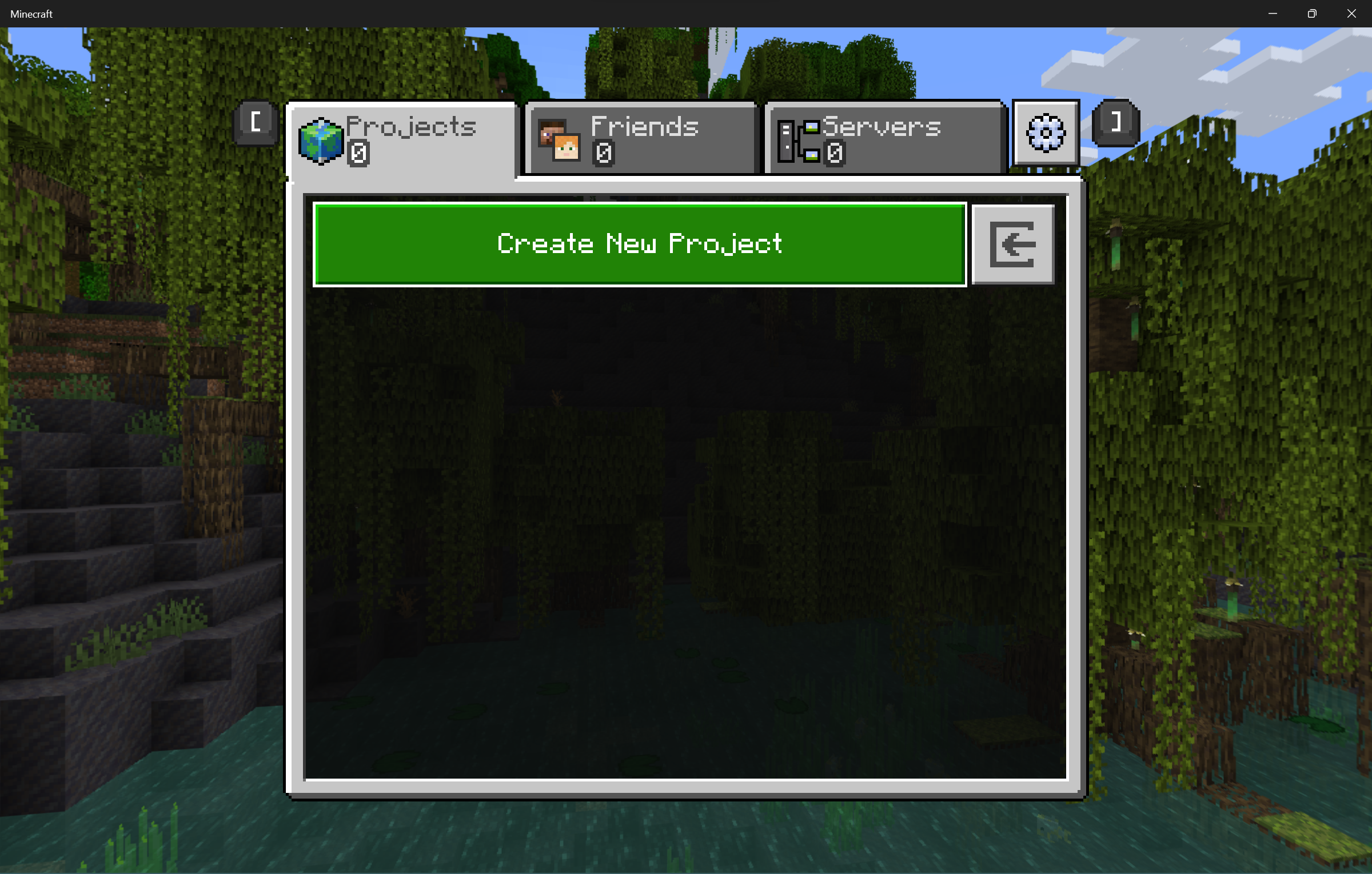 Image that shows what you should see when the Editor launches, which is the create new project screen