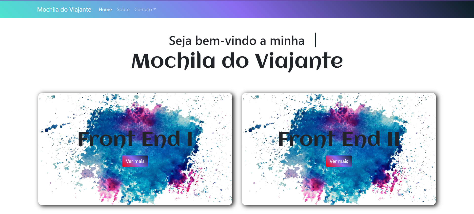 Screenshots gitpage Mochila do viajante