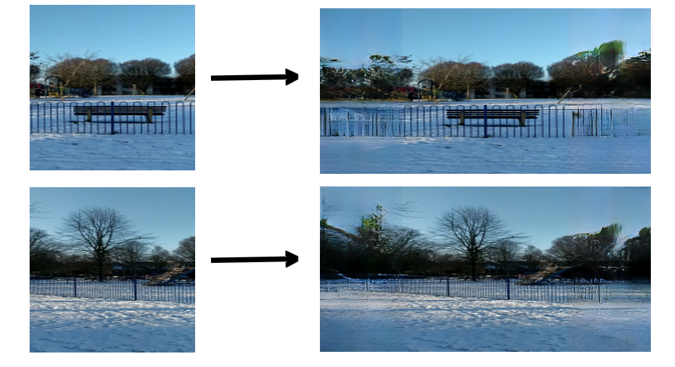 Machine learning outfilling of image of snow covered playground