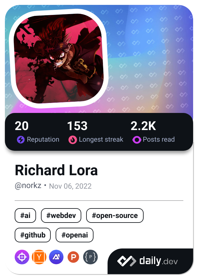 Richard Lora's Dev Card