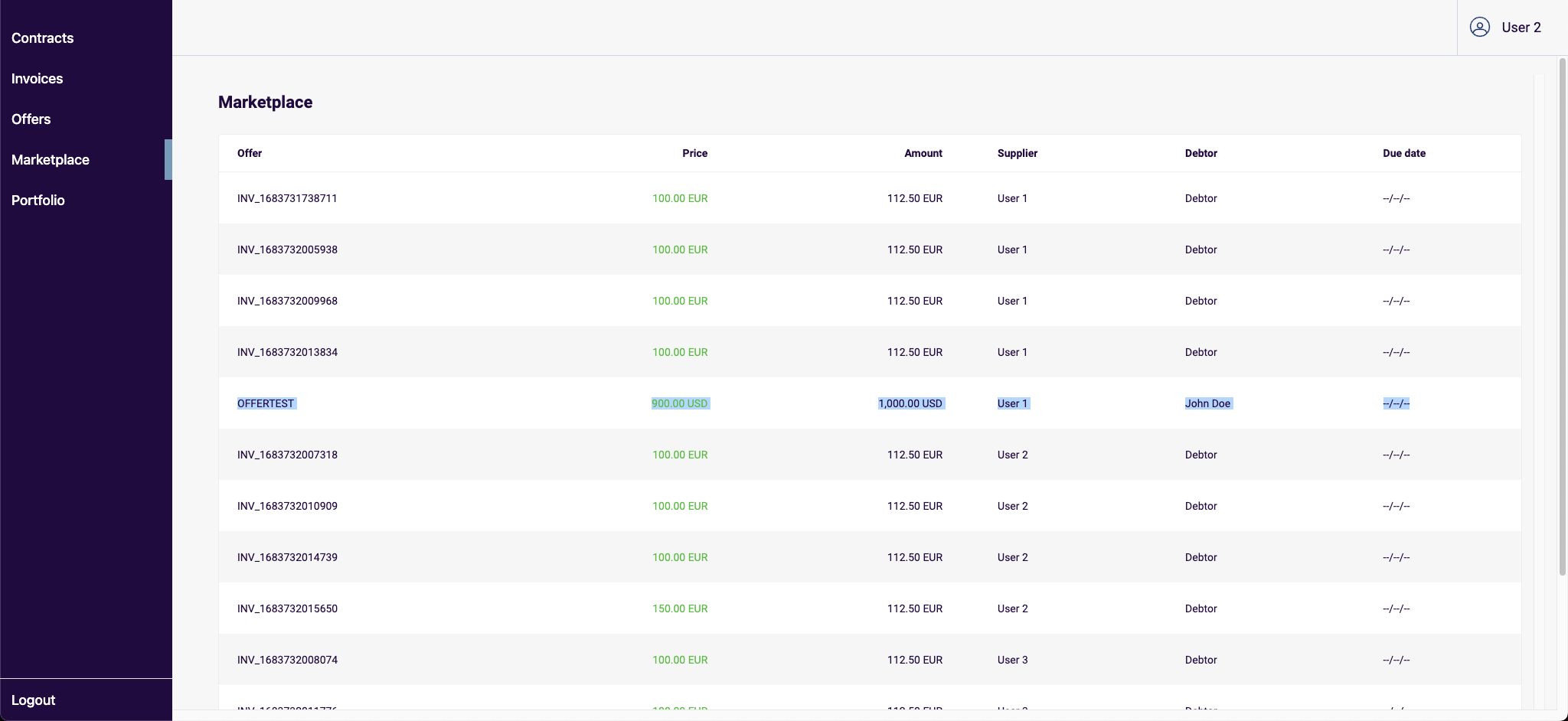 Invoice Overview Page