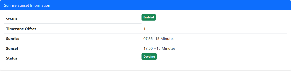 Sunrise Sunset Info