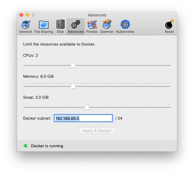Docker MAC Seetings