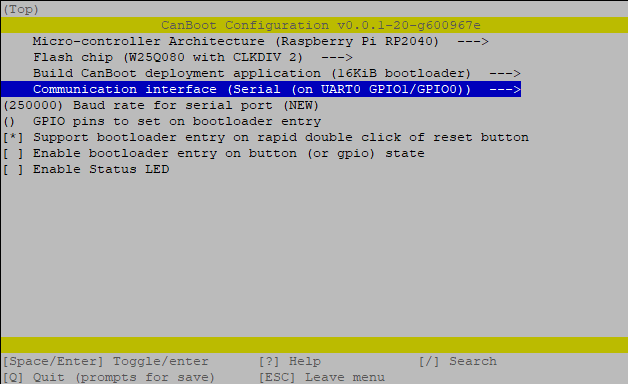 Canboot in UART mode