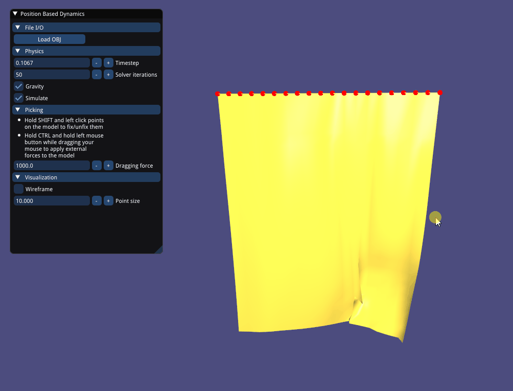 Cloth simulation example