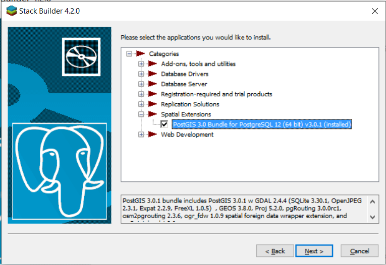 PostgreSQL Applciation Stack Builder second window