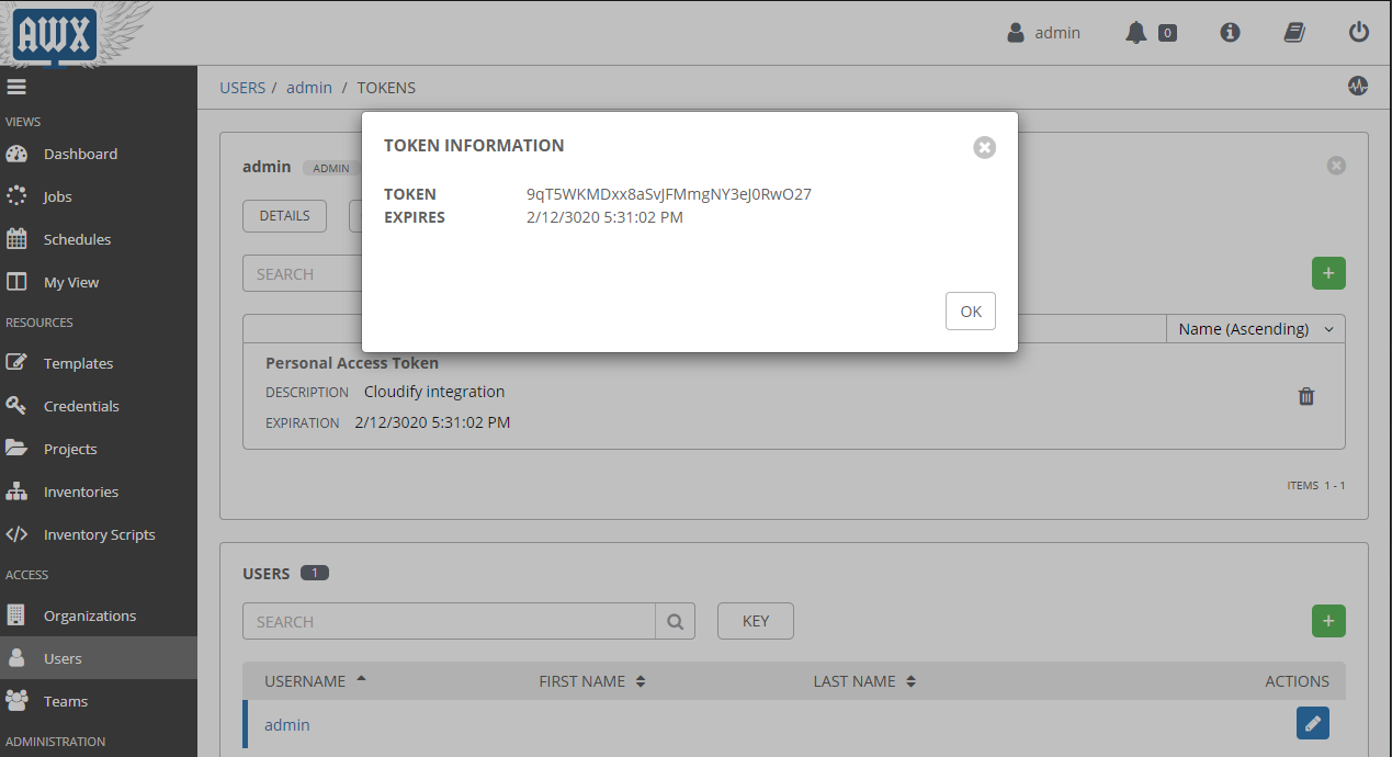 Displaying an Ansible Tower token