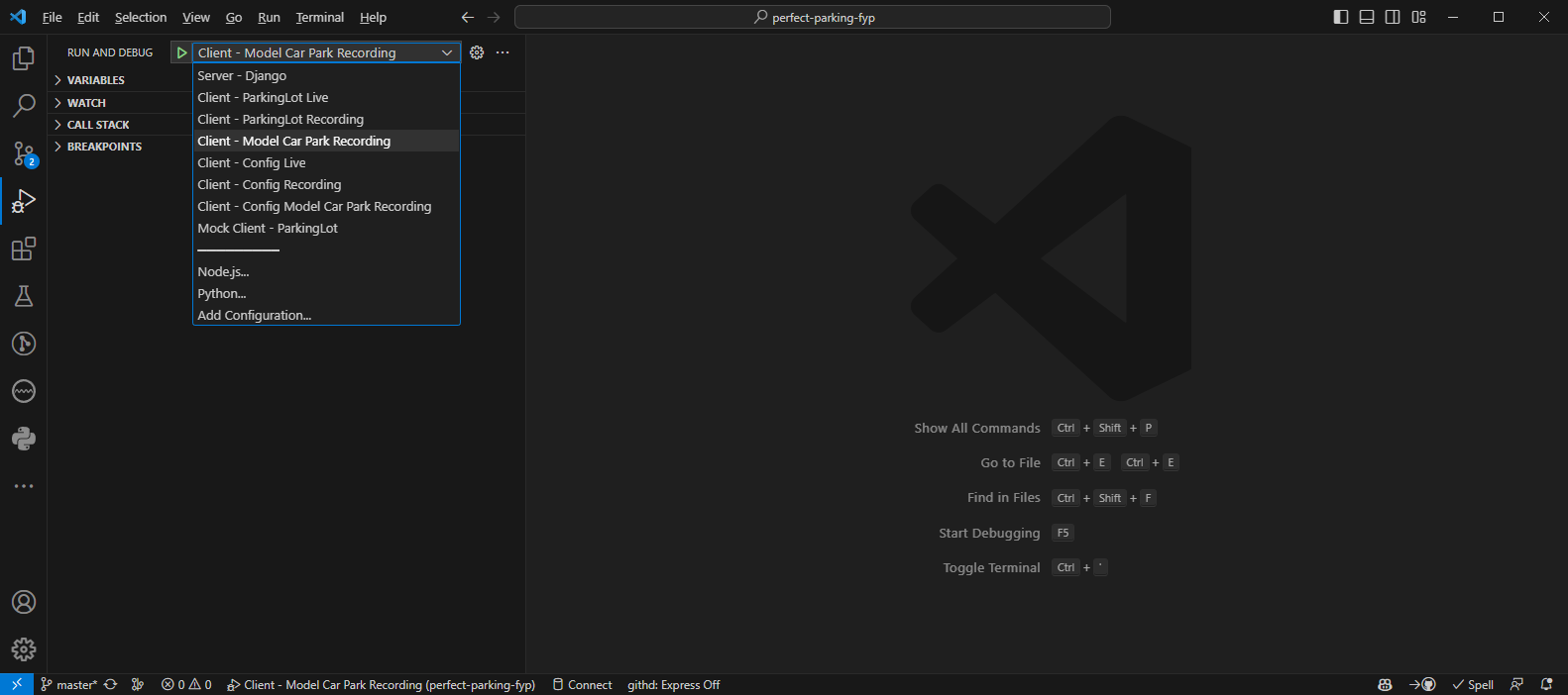 VS Code Run config