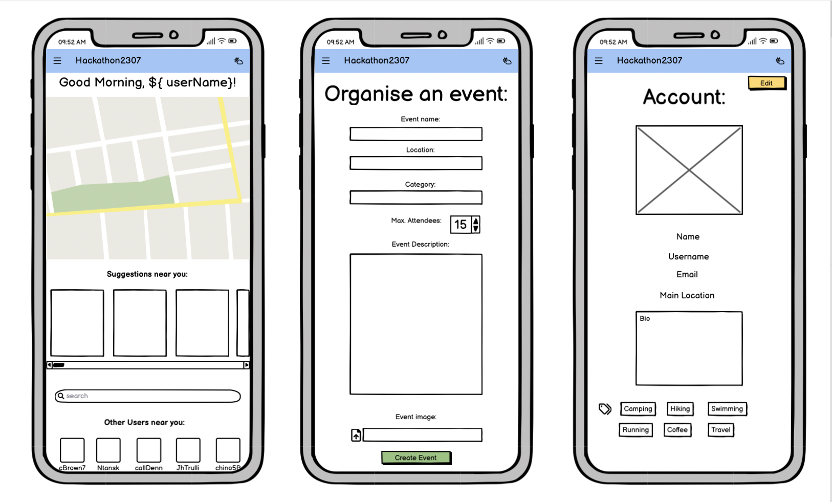 First draft wireframe