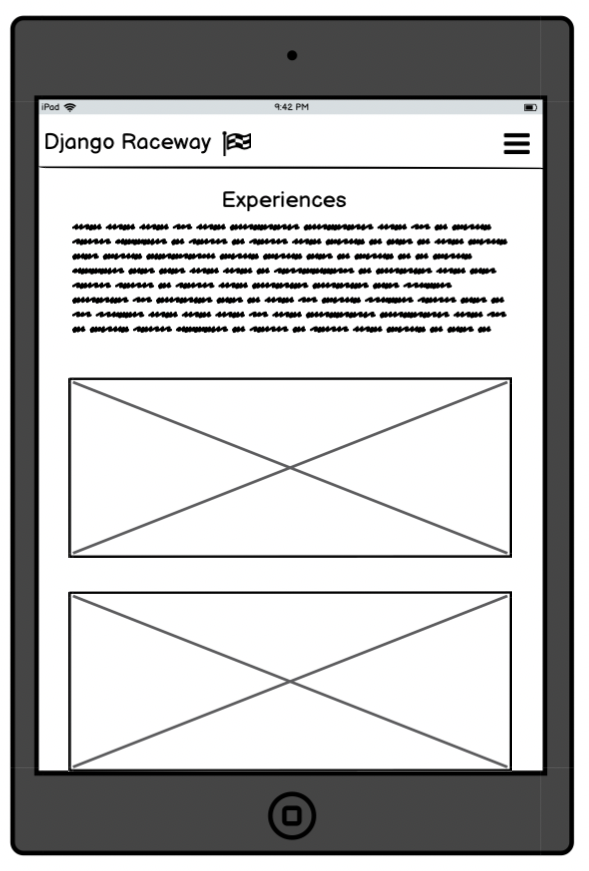 Experiences Page Tablet