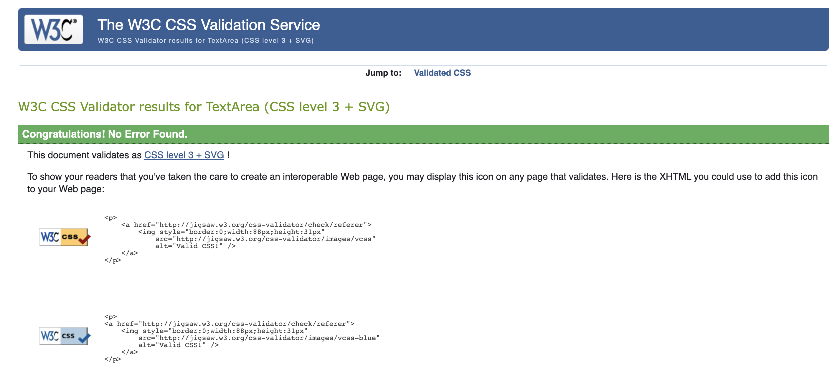 Experiences CSS Validation