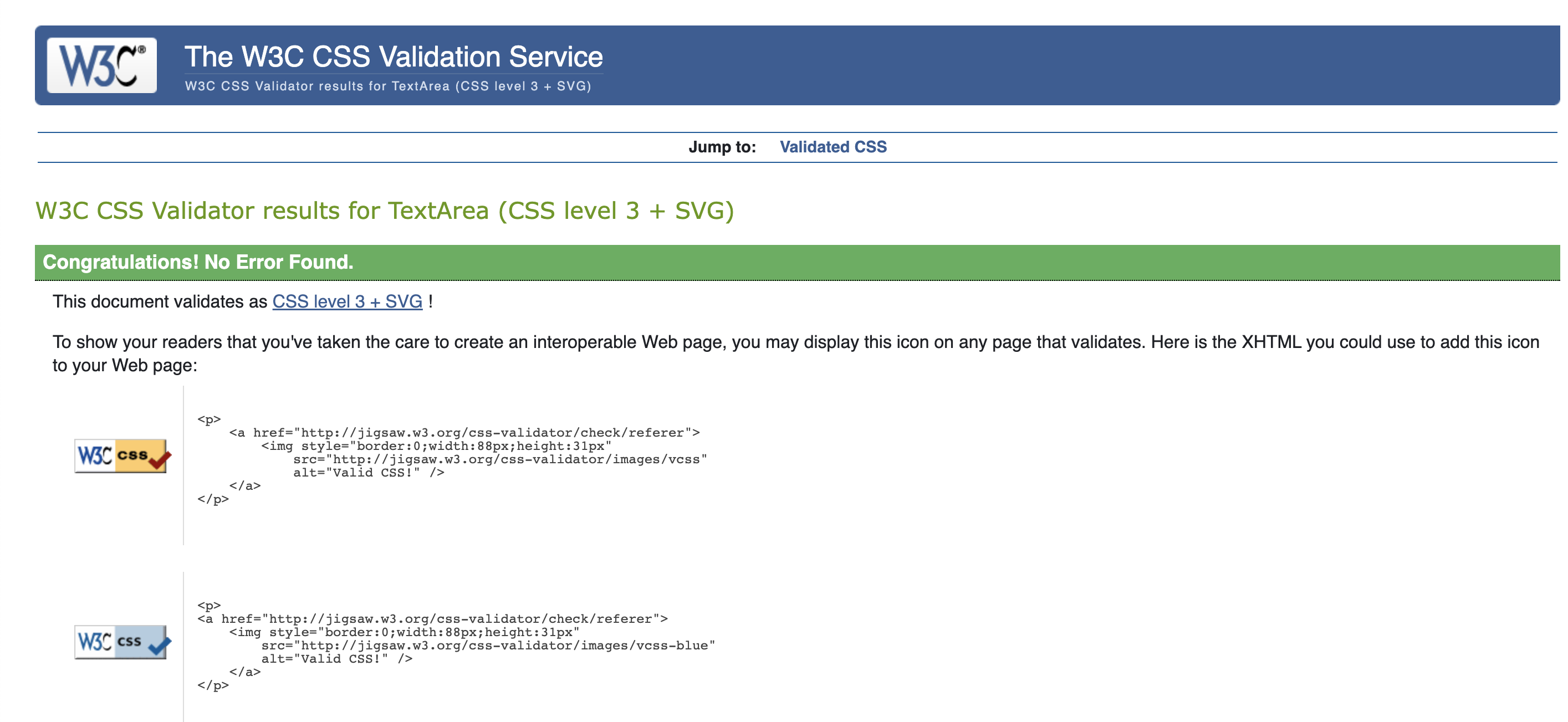 Index CSS Validation