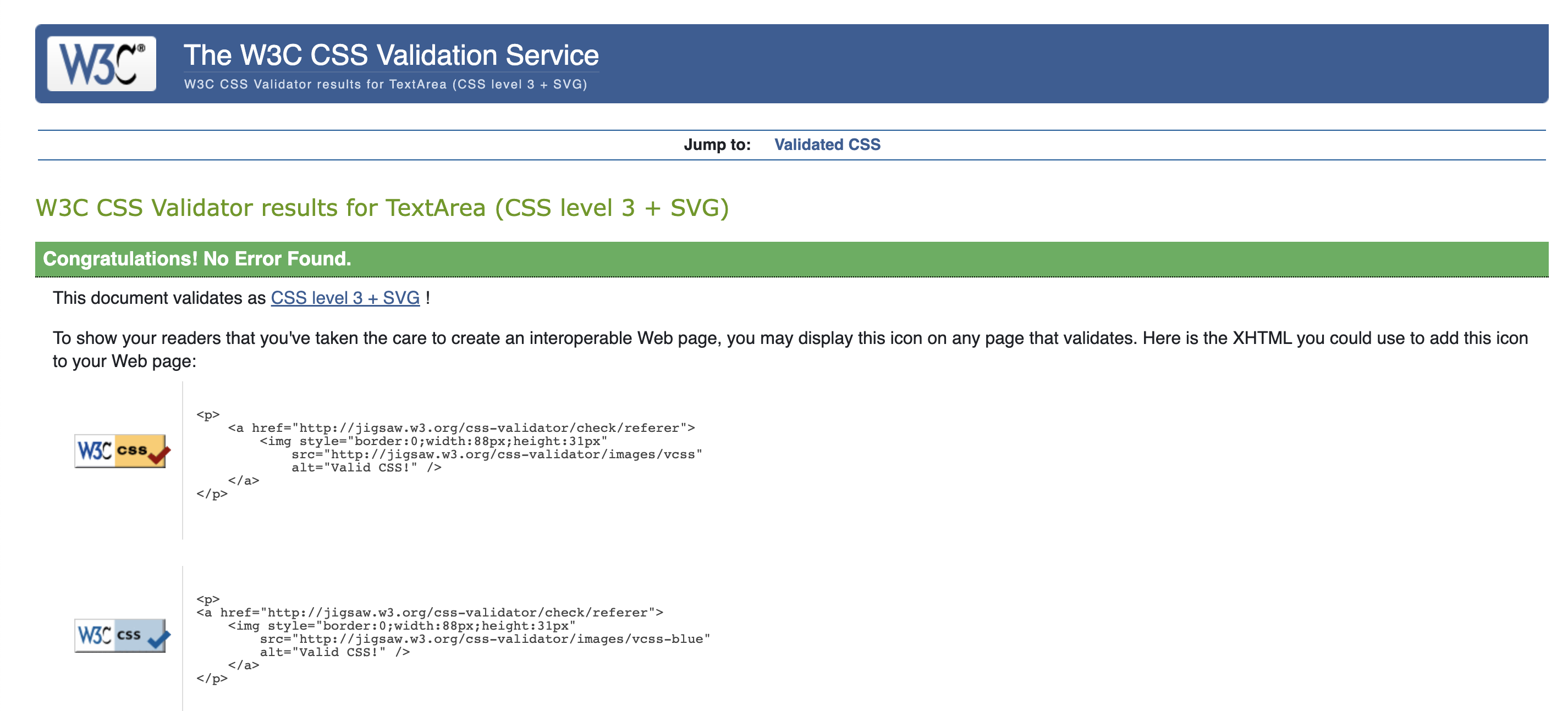 Profiles CSS Validation