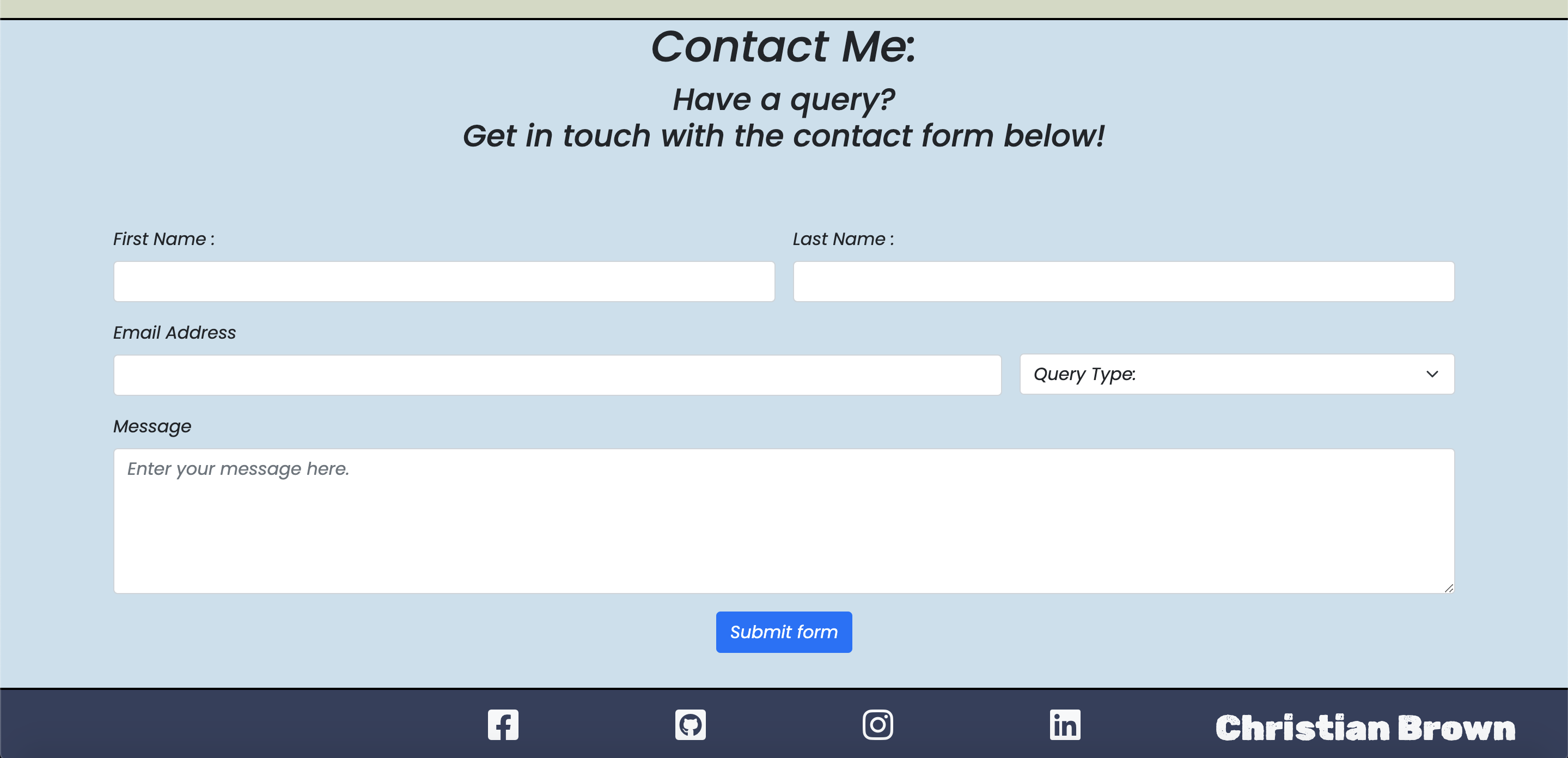 Contact Form Page