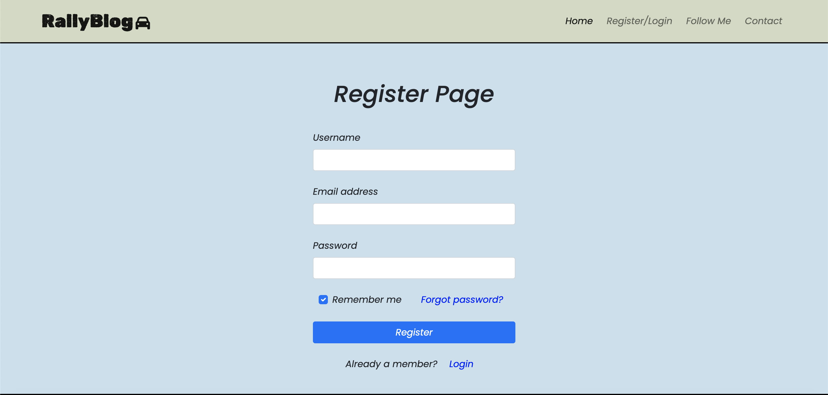 Register Page