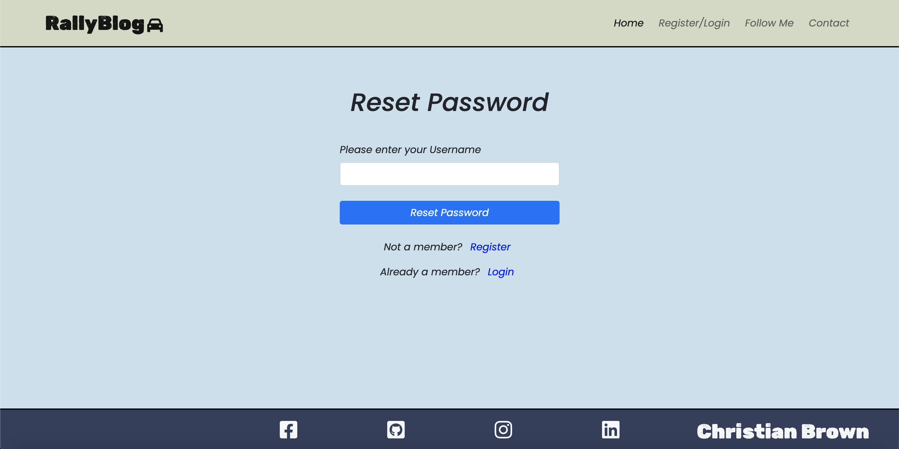 Reset Password Page