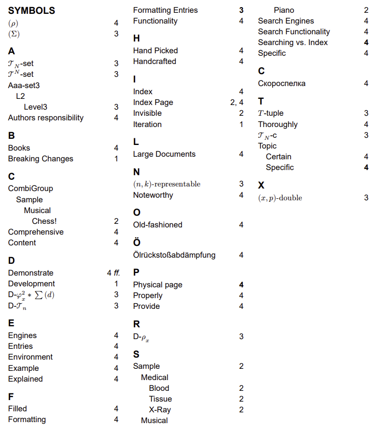 Sample for a generated index page.