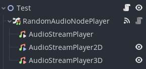 Scene tree with RandomAudioPlayer node
