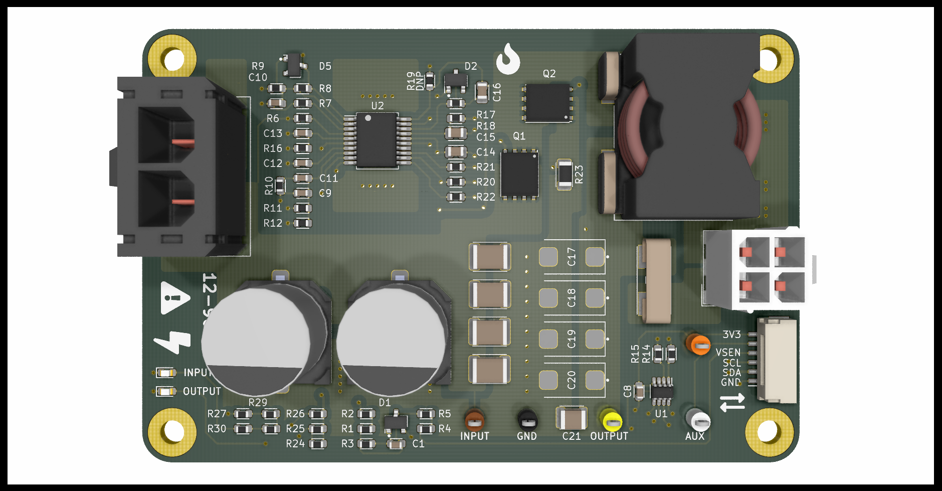 top render view of pcb