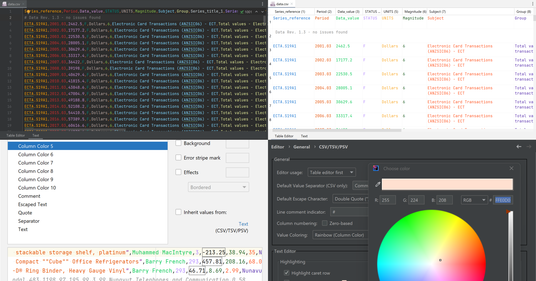 CSV Editor Example