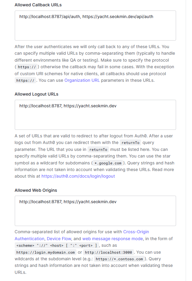 Auth0 setting