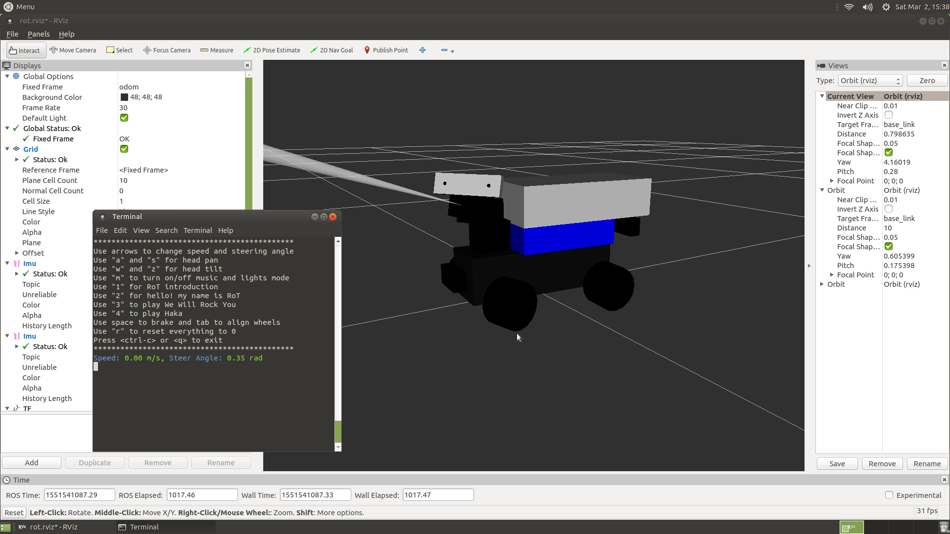 Rviz with the Teleop terminal