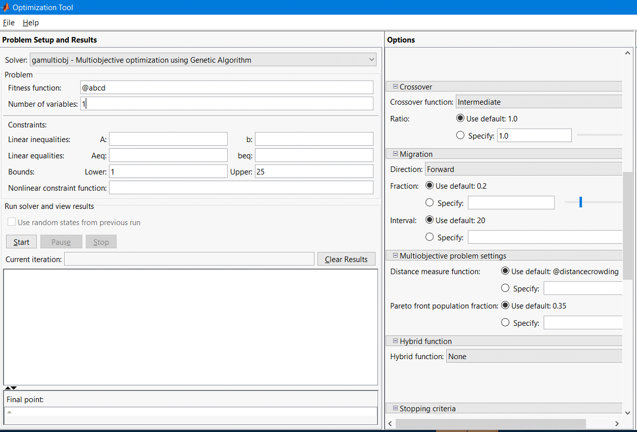 Figure 3: Optimisation Tool