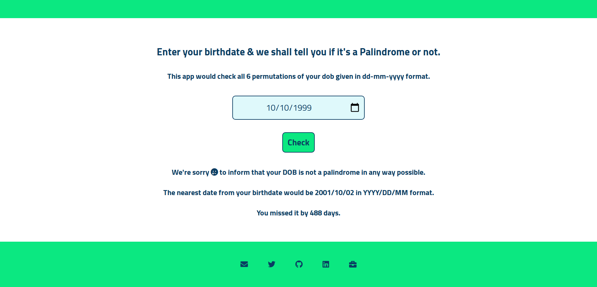 Palindromic Birthday demo image