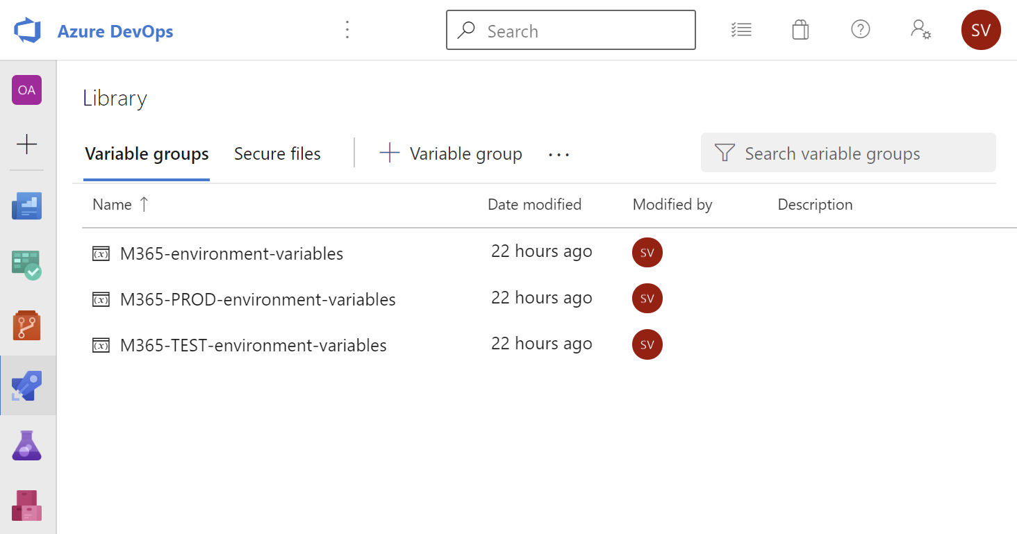 Add Variable Groups