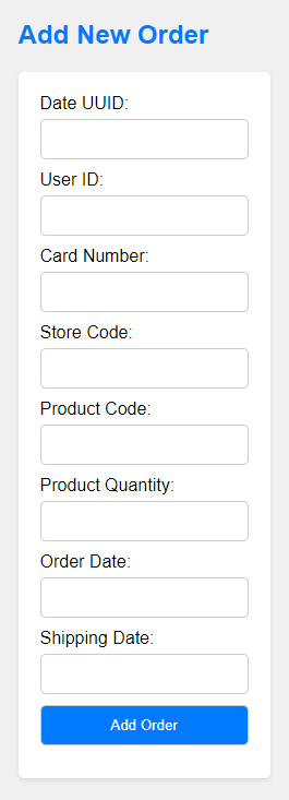 Screenshot of Add New Order form