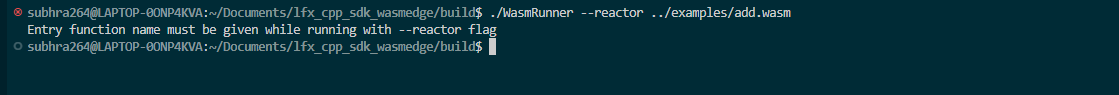 WasmRunner entry function not given