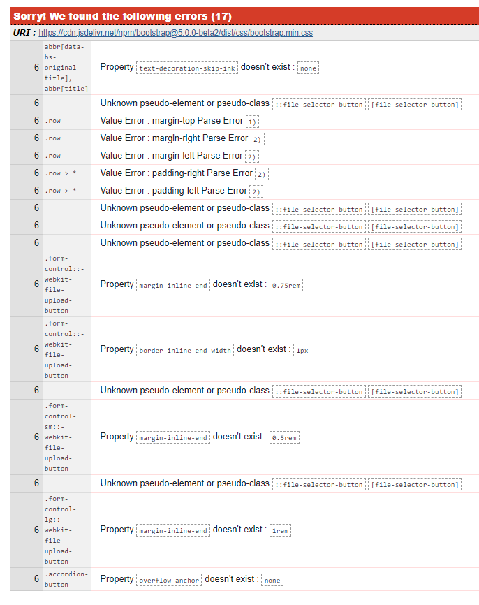 Bootstrap CSS Errors