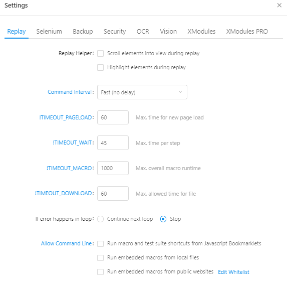 Recommended extension settings