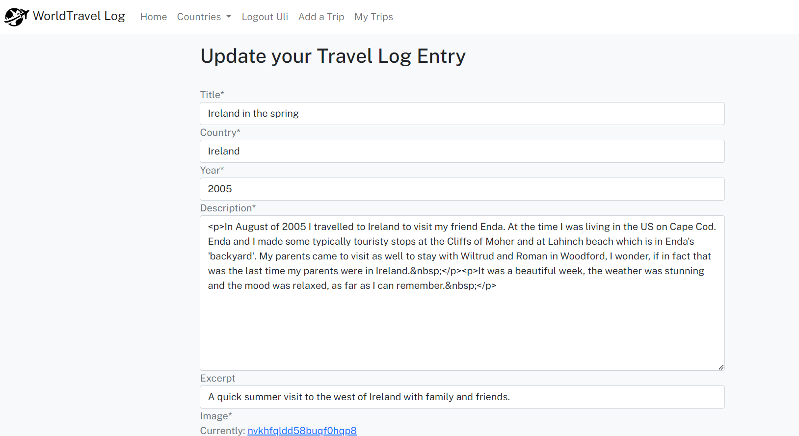 Update a Log Entry